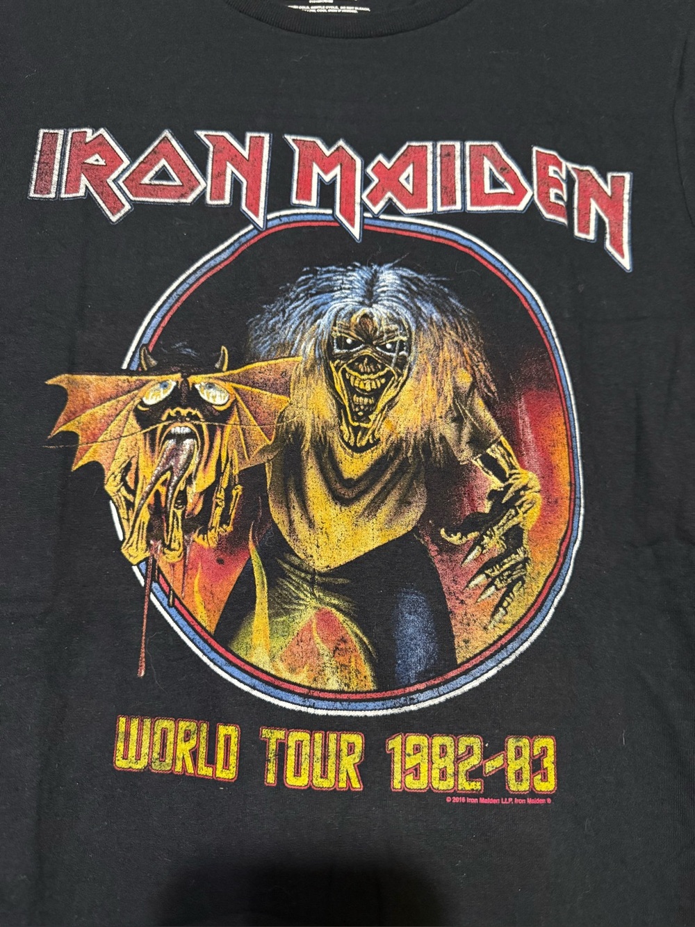 Iron maiden World Tour 1982-83 Black Graphic Short Sleeve Tee
